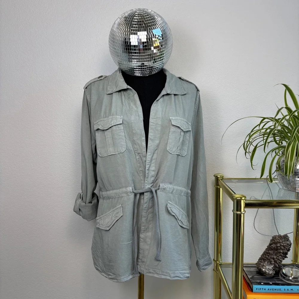 Sanctuary Utility Jacket, Sage Green Lyocell Medium | Drape‎ Safari Workwear